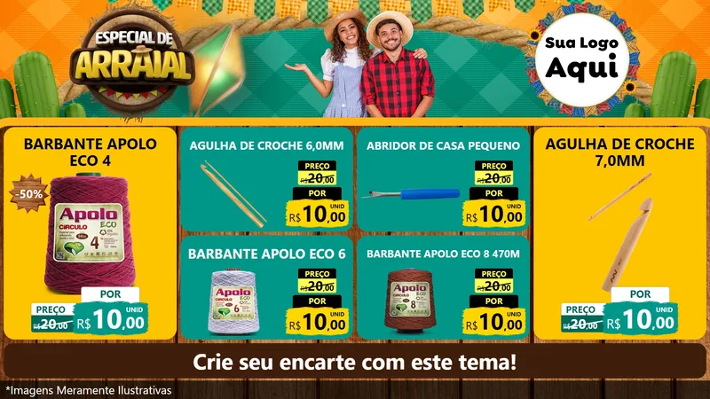 Modelo de TV para TV Horizontal com o tema Especial De Arraial para Armarinho e Aviamentos