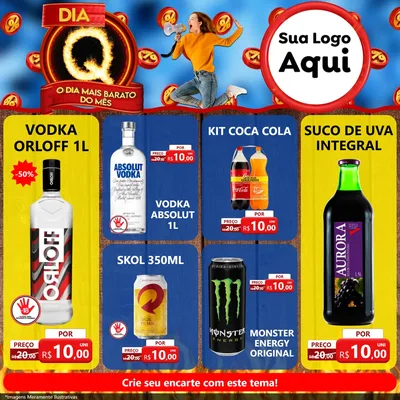 Modelo de Rede Social para Feed Facebook com o tema Dia Q - O Dia Mais Barato Do Mês para Distribuidora de bebidas