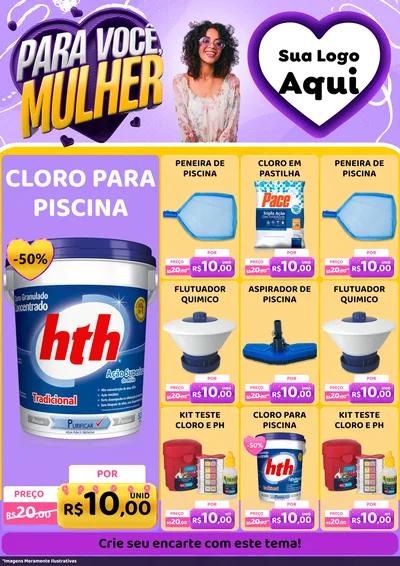 Modelo de Encarte para Encarte A4 Vertical com o tema Para Você, Mulher para Produtos para Piscina