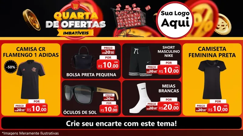 Modelo de TV para TV Horizontal com o tema Quarta de Ofertas Imbatíveis para Roupas e acessórios