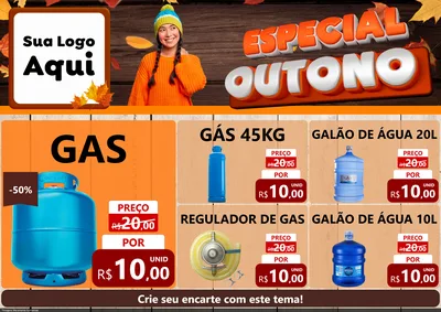 Modelo de Encarte para Encarte A4 Horizontal com o tema Especial Outono para Água e gás