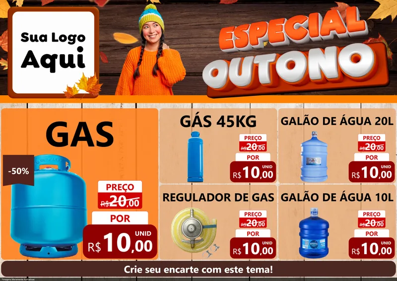Modelo de Encarte para Encarte A4 Horizontal com o tema Especial Outono para Água e gás