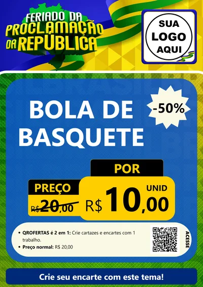 Modelo de Cartaz para Cartaz A4 Vertical com o tema Feriado da Proclamação da República para Artigos Esportivos