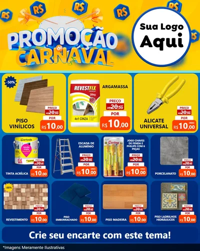 Modelo de Rede Social para Feed Instagram com o tema Promoção de Carnaval para Material para Construção