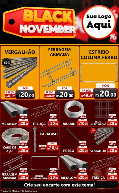 Modelo de Encarte para Encarte Grande com o tema Black November para Ferragens
