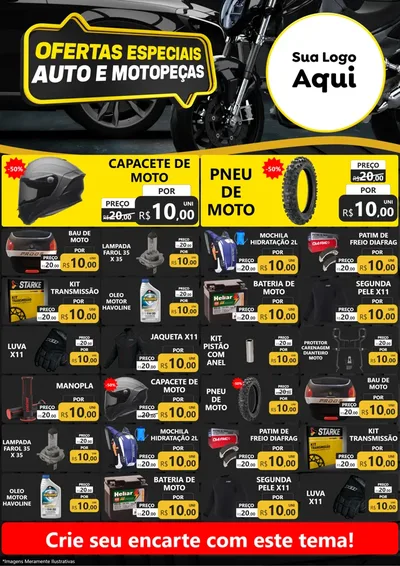Modelo de Encarte para Encarte A4 Vertical com o tema Ofertas Especiais Auto e Motopeças para Moto peças