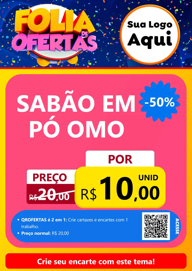 Modelo de Cartaz para Cartaz A4 Vertical com o tema Folia de Ofertas para Produtos de Limpeza
