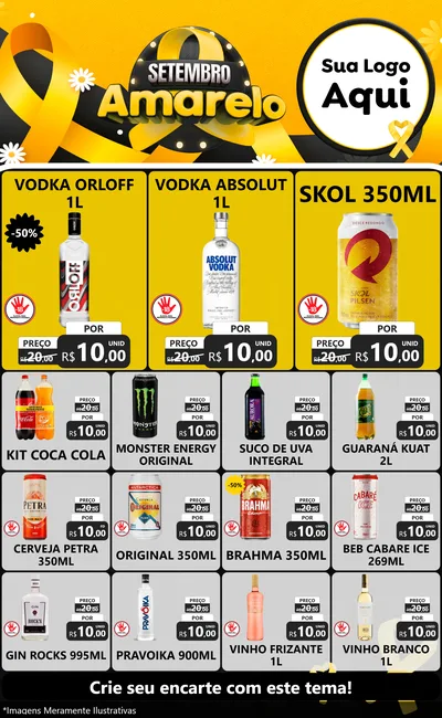 Modelo de Encarte para Encarte Grande com o tema Setembro Amarelo para Distribuidora de bebidas