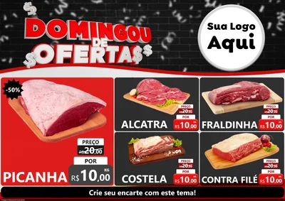Modelo de Encarte para Encarte A4 Horizontal com o tema Domingou de Ofertas para Açougue