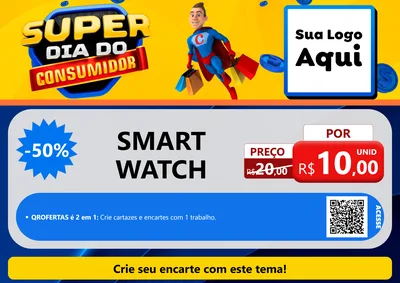 Modelo de Cartaz para Cartaz A4 Horizontal com o tema Super Dia do Consumidor para Informática