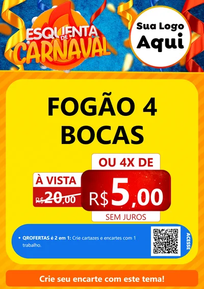 Modelo de Cartaz para Cartaz A4 Vertical com o tema Esquenta de Carnaval para Móveis e Eletro