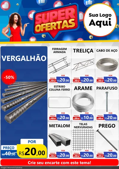 Modelo de Encarte para Encarte A4 Vertical com o tema Super Ofertas para Ferragens