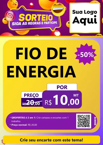 Modelo de Cartaz para Cartaz A4 Vertical com o tema Sorteio para Materiais Elétricos