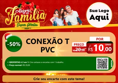 Modelo de Cartaz para Cartaz A4 Horizontal com o tema Alegria em Família Super Ofertas - Natal para Tubos e conexões