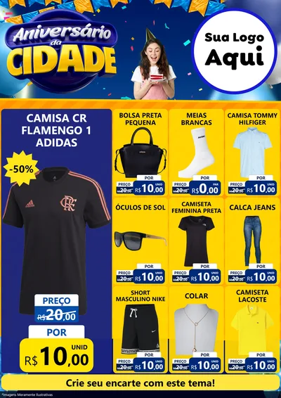 Modelo de Encarte para Encarte A4 Vertical com o tema Aniversário da Cidade para Roupas e acessórios