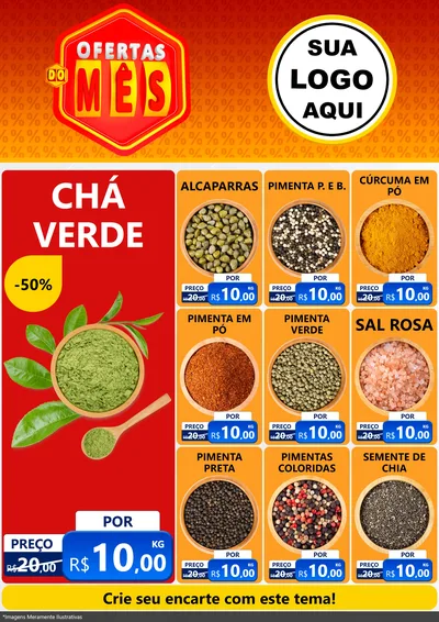 Modelo de Encarte para Encarte A4 Vertical com o tema Ofertas do Mês para Produtos Naturais