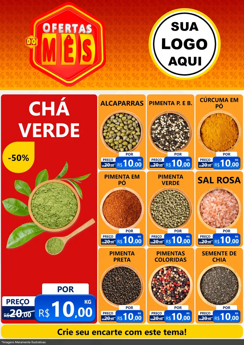 Modelo de Encarte para Encarte A4 Vertical com o tema Ofertas do Mês para Produtos Naturais