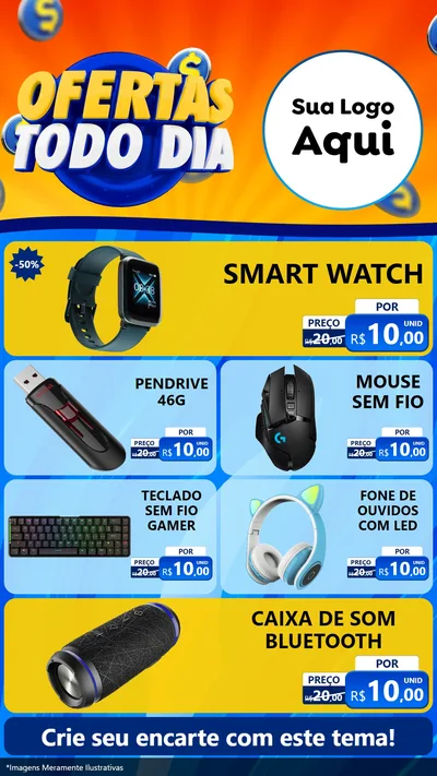 Modelo de TV para TV Vertical com o tema Ofertas Todo Dia para Informática