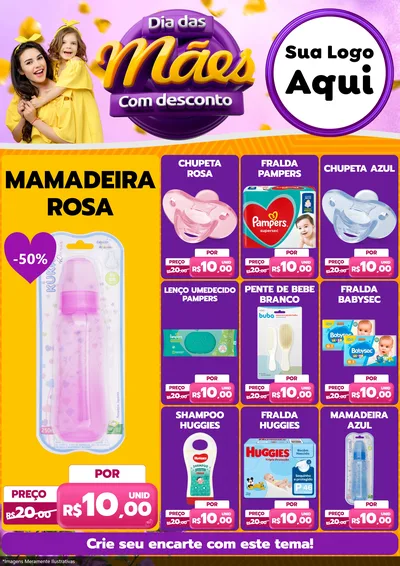 Modelo de Encarte para Encarte A4 Vertical com o tema Dia das Mães com Desconto para Bebês