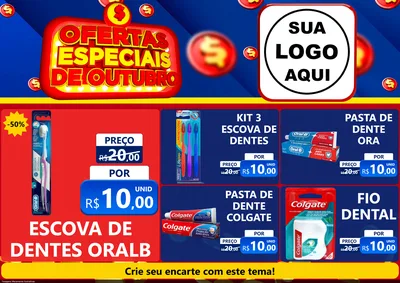 Modelo de Encarte para Encarte A4 Horizontal com o tema Ofertas Especiais de Outubro para Higiene Pessoal