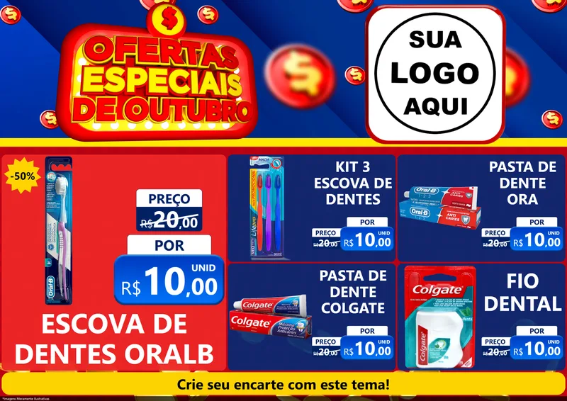 Modelo de Encarte para Encarte A4 Horizontal com o tema Ofertas Especiais de Outubro para Higiene Pessoal
