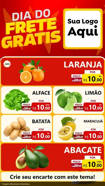 Modelo de TV para TV Vertical com o tema Dia do Frete Grátis para Hortifrúti