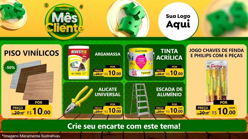 Modelo de TV para TV Horizontal com o tema Especial Mês do Cliente para Material para Construção