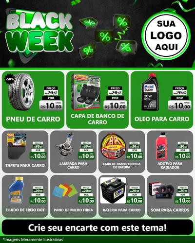 Modelo de Rede Social para Feed Instagram com o tema Black Week para Auto peças