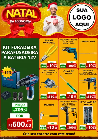 Modelo de Encarte para Encarte A4 Vertical com o tema Natal da Economia para Maquinas e Ferramentas