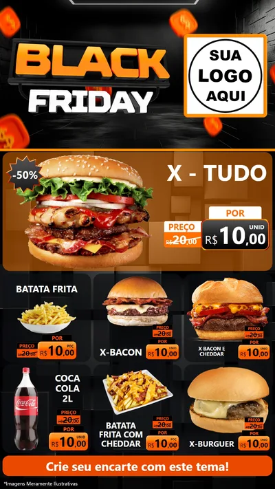 Modelo de Rede Social para Stories com o tema Black Friday para Hamburgueria