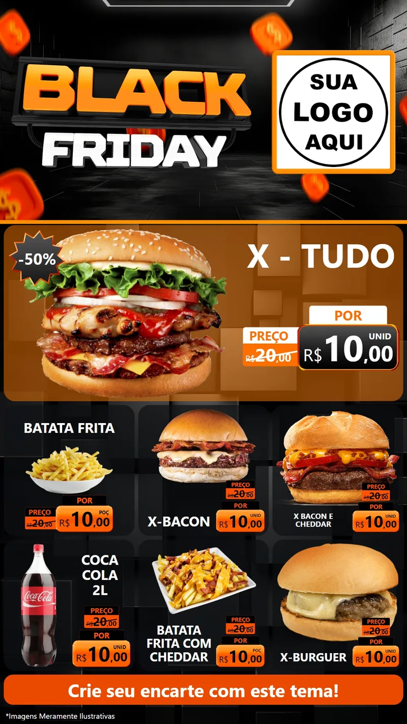 Modelo de Rede Social para Stories com o tema Black Friday para Hamburgueria