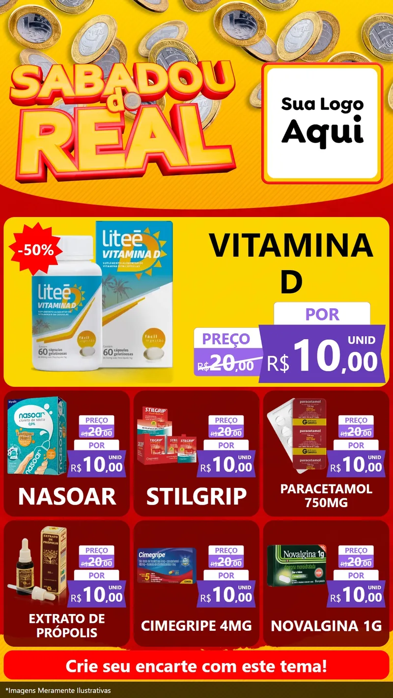 Modelo de Rede Social para Stories com o tema Sabadou do Real para Farmácia
