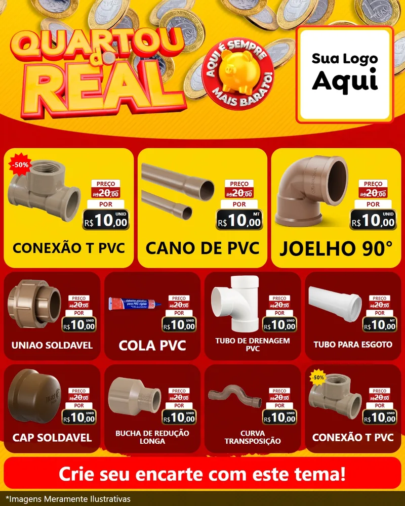 Modelo de Rede Social para Feed Instagram com o tema Quartou do Real para Tubos e conexões