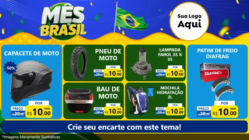 Modelo de TV para TV Horizontal com o tema Mês do Brasil para Moto peças