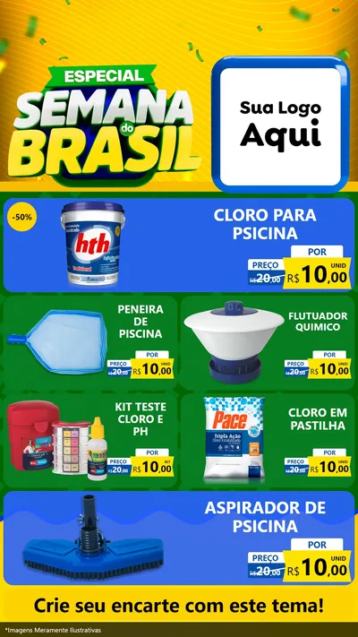 Modelo de TV para TV Vertical com o tema Especial Semana do Brasil para Produtos para Piscina