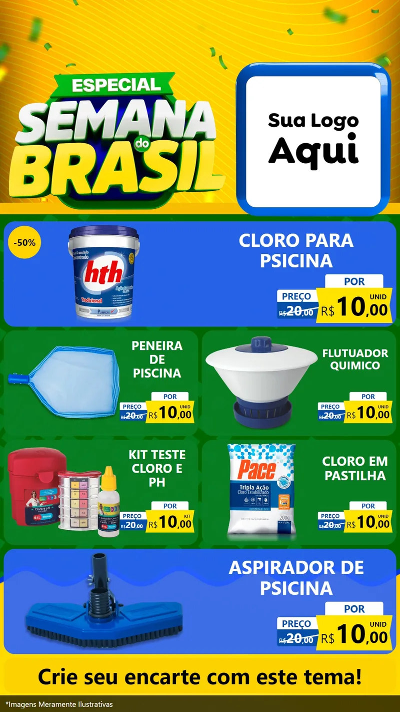 Modelo de TV para TV Vertical com o tema Especial Semana do Brasil para Produtos para Piscina
