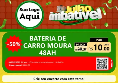 Modelo de Cartaz para Cartaz A4 Horizontal com o tema Julho Imbatível para Baterias Elétricas
