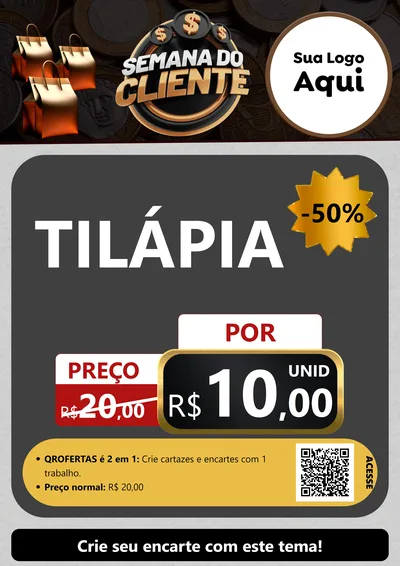 Modelo de Cartaz para Cartaz A4 Vertical com o tema Semana do Cliente para Peixaria