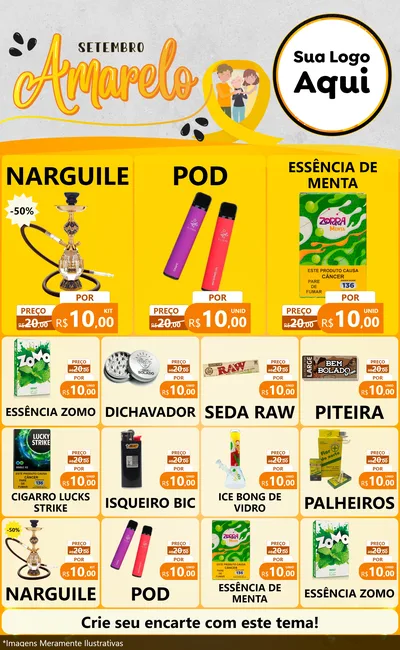 Modelo de Encarte para Encarte Grande com o tema Setembro Amarelo para Tabacaria