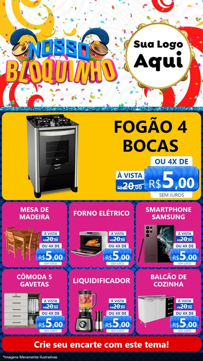 Modelo de Rede Social para Stories com o tema Nosso Bloquinho para Móveis e Eletro
