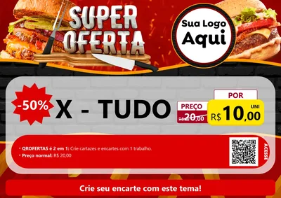 Modelo de Cartaz para Cartaz A4 Horizontal com o tema Super Oferta - Lanches para Hamburgueria