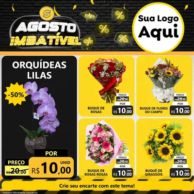 Modelo de Rede Social para Feed Facebook com o tema Agosto Imbatível para Floricultura e jardim