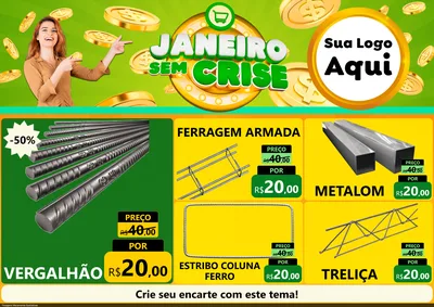 Modelo de Encarte para Encarte A4 Horizontal com o tema Janeiro Sem Crise para Ferragens
