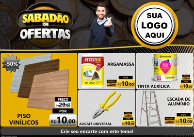 Modelo de Encarte para Encarte A4 Horizontal com o tema Sabadão de Ofertas para Material para Construção