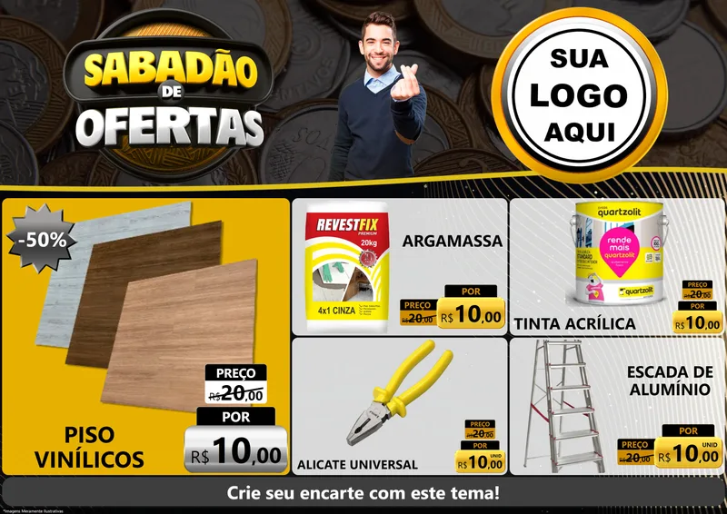 Modelo de Encarte para Encarte A4 Horizontal com o tema Sabadão de Ofertas para Material para Construção