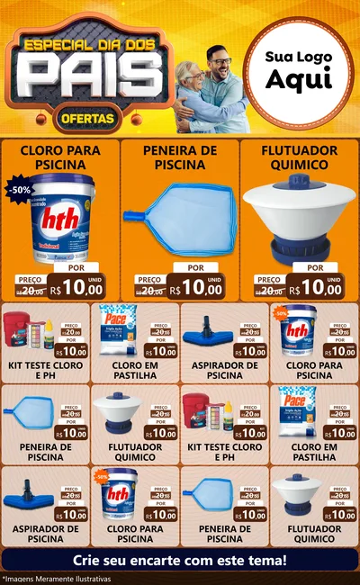 Modelo de Encarte para Encarte Grande com o tema Especial Dia dos Pais para Produtos para Piscina