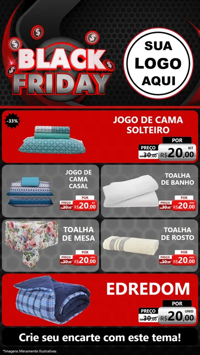 Modelo de TV para TV Vertical com o tema Black Friday para Cama, Mesa e Banho
