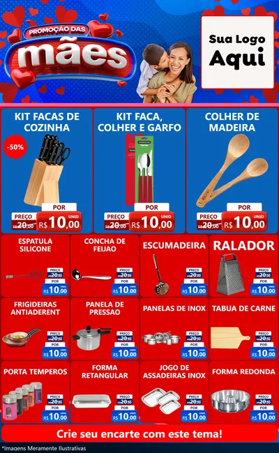 Modelo de Encarte para Encarte Grande com o tema Promoção das Mães para Utilidades Domésticas