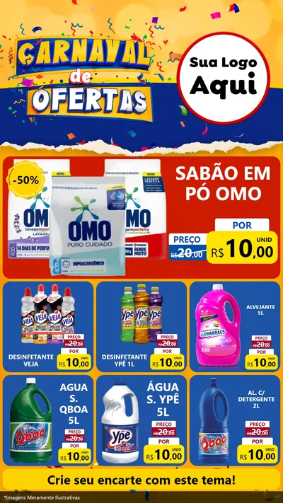 Modelo de Rede Social para Stories com o tema Carnaval de Ofertas para Produtos de Limpeza