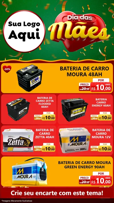Modelo de TV para TV Vertical com o tema Dia das Mães para Baterias Elétricas